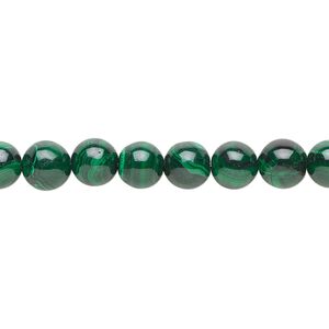 Malachite 1pkg1, round bead natural 8 inch 8mm