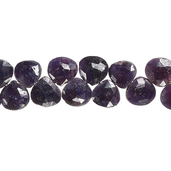 Bead, blue sapphire (dyed), dark, 7mm-9x8mm hand-cut top-drilled faceted puffed teardrop, C grade, Mohs hardness 9. Sold per 7-inch strand. image number 0