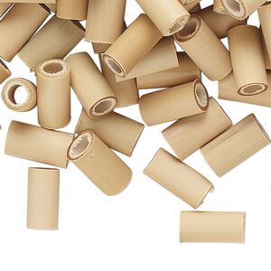 Bead, bamboo, brown, 10x4mm-11x6mm round tube. Sold per pkg of 100.