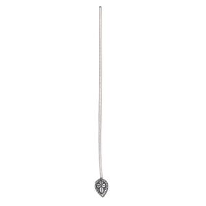 Head pin, sterling silver, 2-1/2 inches with 7x5mm fancy teardrop, 21 gauge. Sold per pkg of 6.