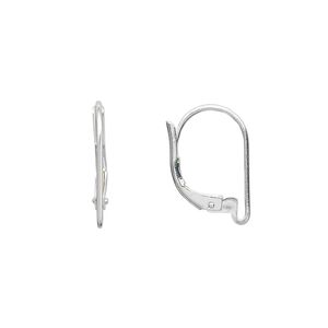 Ear wire leverback 1pkg100 silver-plated, 17mm / open loop, brass 50 pair