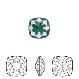 Fancy stone 72pk crystal pine green ignite LacquerPRO, Swarovski® 12mm cushion 4470