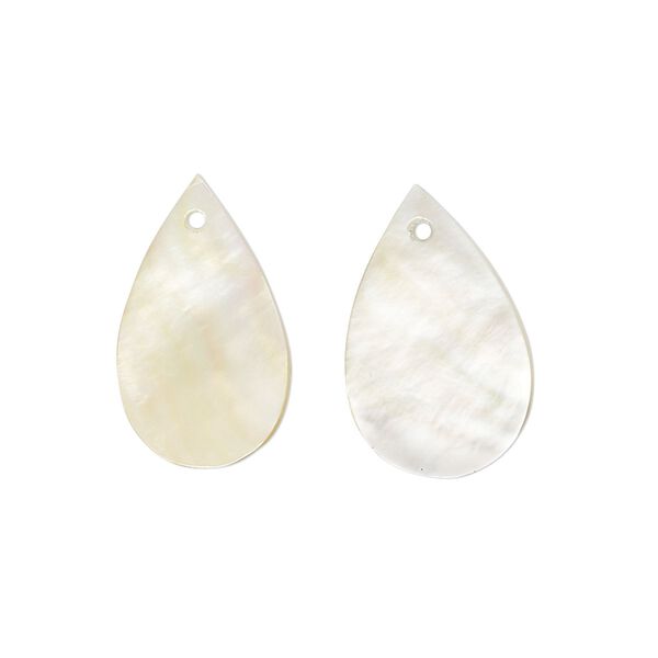 Drop, gold lip shell (natural), 19x12mm hand-cut top-drilled teardrop, Mohs hardness 3-1/2. Sold per pkg of 2. image number 0