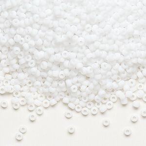 Seed bead, Dyna-Mites™, glass, pkg/40g, #11 round, opaque matte white, (743MA 11/0 RR).