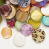 Mother-of-pearl shell 1pkg4oz, puffed flat round bead mix mixed colors 9-12mm image number 0