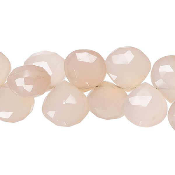 Bead, pink chalcedony (dyed), 11-13mm hand-cut top-drilled faceted puffed teardrop with 0.4-1.4mm hole, B- grade, Mohs hardness 6-1/2 to 7. Sold per 8-inch strand. image number 0