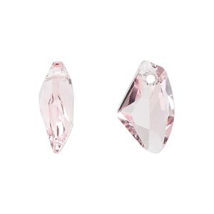 Drop 48pk light rose, Swarovski® 19x11mm pendant galactic vertical 6656