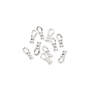 Crimp end 1pkg10 silver-plated, 4x2mm tube / loop / 1mm inside diameter, brass
