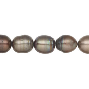 Freshwater pearl 1pkg1, rice, 15 inch dark sable 8-9mm cultured