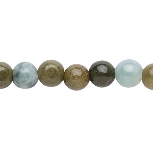 Jadeite 1pkg1, round bead natural 15.5-16 inch 8mm image number 0