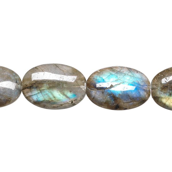 Labradorite 1pkg1, flat oval bead natural 8 inch 18x13mm image number 0