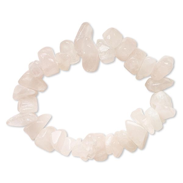 Bracelet, stretch, rose quartz (natural / dyed), extra-large chip, 6 inches. Sold individually. image number 0