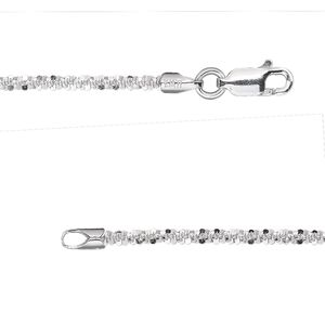Chain 1pkg1 sterling silver crisscross, 2.1mm diamond-cut / lobster claw clasp, 20 inch
