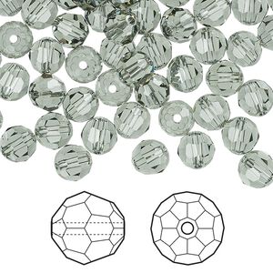 Bead 360pk black diamond, Swarovski® 6mm round 5000