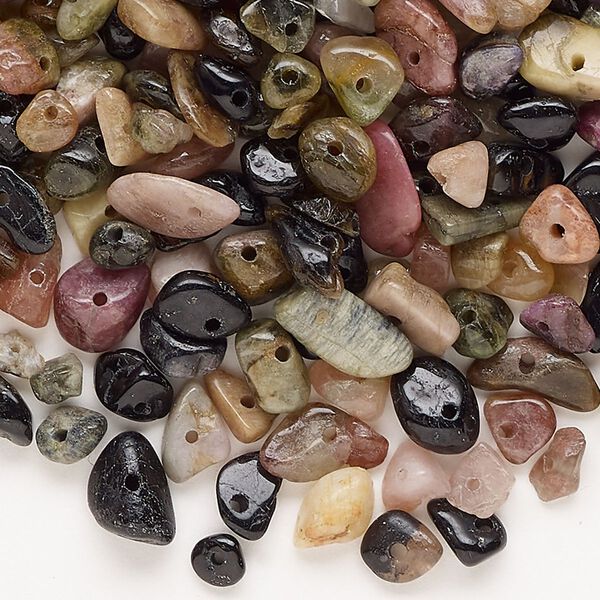 Bead, multi-tourmaline (natural), medium chip, C grade, Mohs hardness 7 to 7-1/2. Sold per 50-gram pkg, approximately 300 beads. image number 0