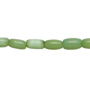 Bead, fiber optic glass, pkg/14 inch, opaque green, 10x6 center-drilled oval.