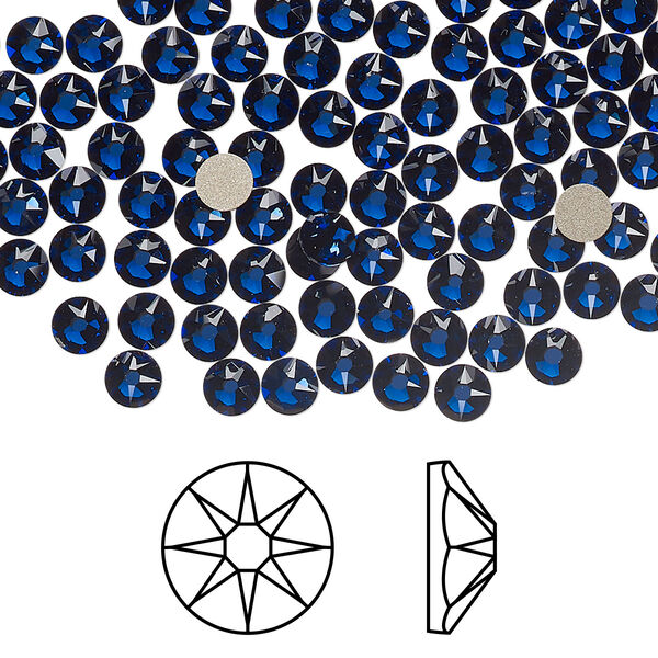 Flat back 144pk dark sapphire foil back, Crystal Passions® Regenerated 3.8-4mm rose round SS16 2088 image number 0