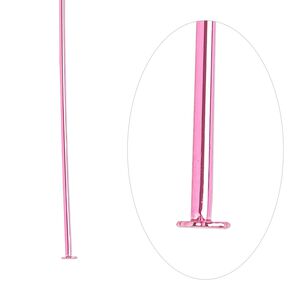Head pin, electro-coated brass, pink, 1-1/2 inches, 21 gauge. Sold per pkg of 10.