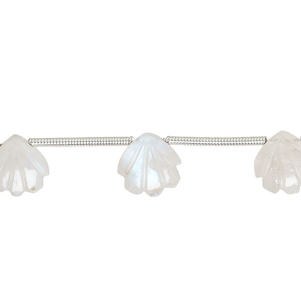 Rainbow moonstone 1pkg10, hand-cut top-drilled carved puffed shell bead natural B grade, 9x9mm image number 0