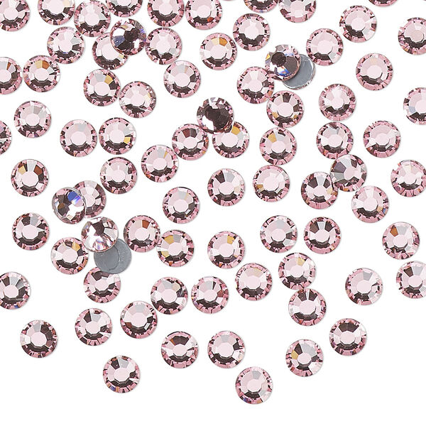 Flat back, Dance With Me™ crystal hotfix rhinestone, light rose, foil back, 3.8-4mm rose, SS16. Sold per pkg of 144 (1 gross). image number 0