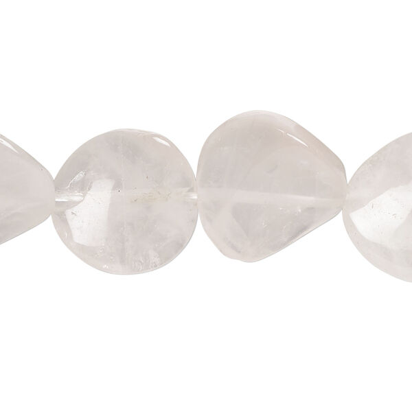 Rose quartz 1pkg1, twisted flat round bead natural, 15 inch 16mm image number 0