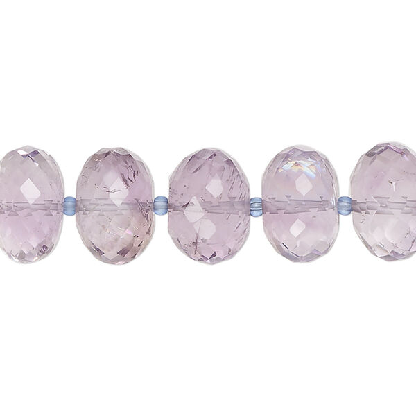 Amethyst 1pkg1, hand-cut micro-faceted rondelle bead natural B grade, 8 inch 11x7mm-15x9mm image number 0