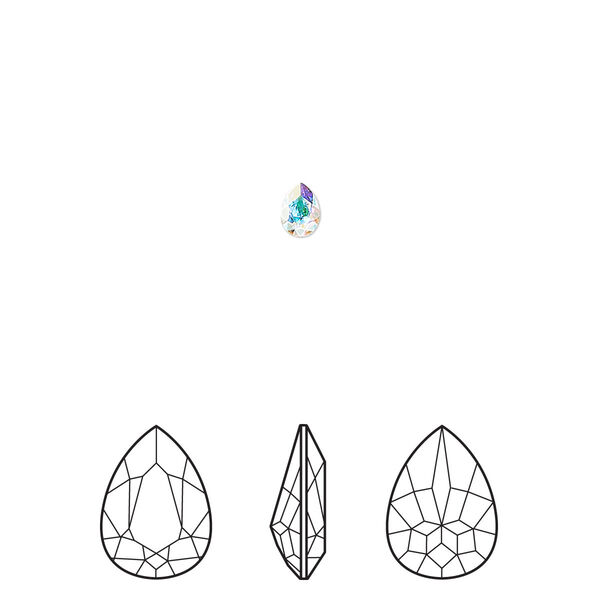 Fancy stone 6pk crystal AB foil back, Crystal Passions® 4x2.9mm pear 4320 image number 0