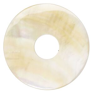 Focal, gold lip shell (natural), 42mm hand-cut single-sided donut. Sold individually.