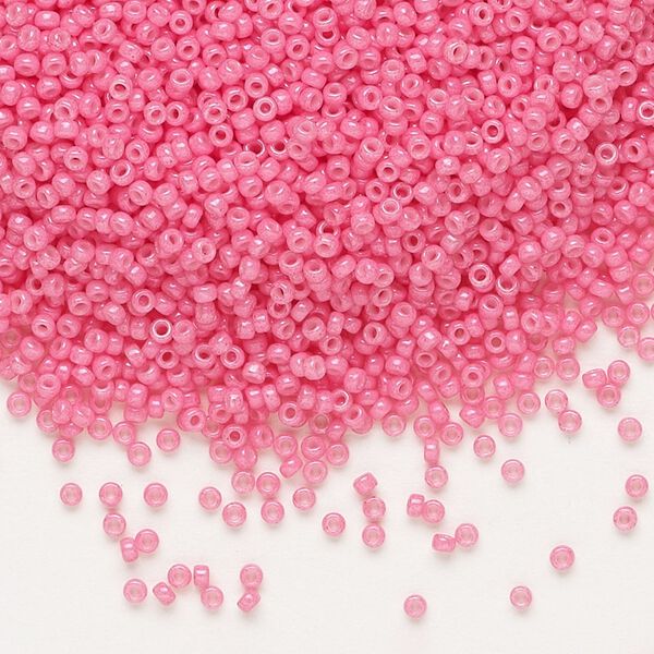 Seed bead, Miyuki, glass, pkg/250g, #15 rocaille, opaque outside dyed carnation pink, (RR-1371). image number 0