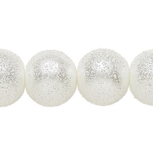 Bead, glass, opaque white, 16mm textured round. Sold per 15-1/2" to 16" strand.