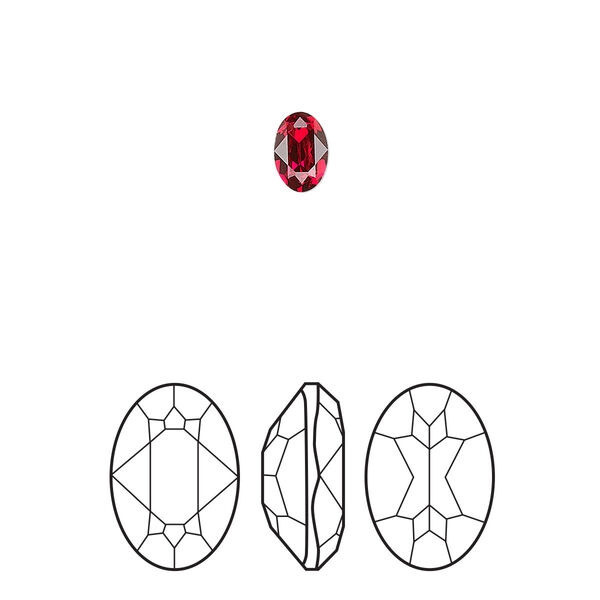 Fancy stone 24pk scarlet foil back, Crystal Passions® 6x4mm oval 4120 image number 0