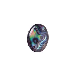 Cabochon, paua shell (coated / dyed), purple, 16x12mm calibrated oval, Mohs hardness 3-1/2. Sold per pkg of 4.