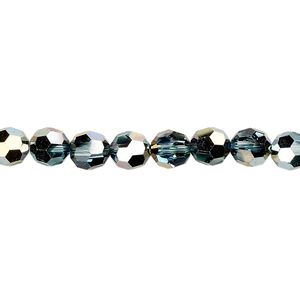 Bead 12pk aquamarine golden Sahara, Crystal Passions&reg; 6mm round 5000
