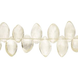 Lemon quartz 1pkg1, hand-cut top-drilled faceted puffed marquise bead 9 inch 9x5mm-12x7mm