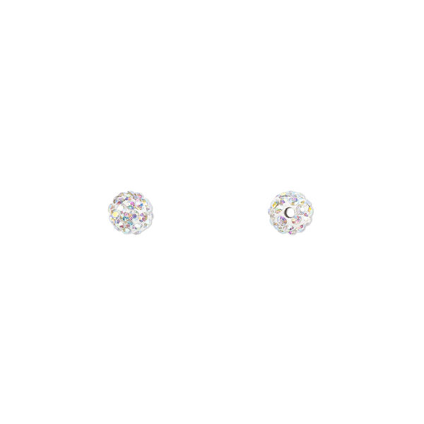 Bead, glass rhinestone / epoxy / resin, white and clear AB, 8mm round. Sold individually. image number 0