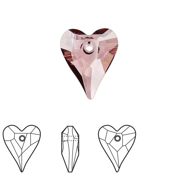 Drop 1pk crystal antique pink, Crystal Passions® 17x14mm pendant wild heart 6240 image number 0