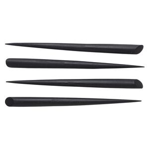 Hair stick, wood (dyed), black, 6 inches with 14x10mm oval setting. Sold per pkg of 4.