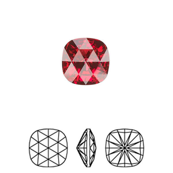 Fancy stone 1pk scarlet foil back, Crystal Passions® 12mm rose cut cushion 4471 image number 0