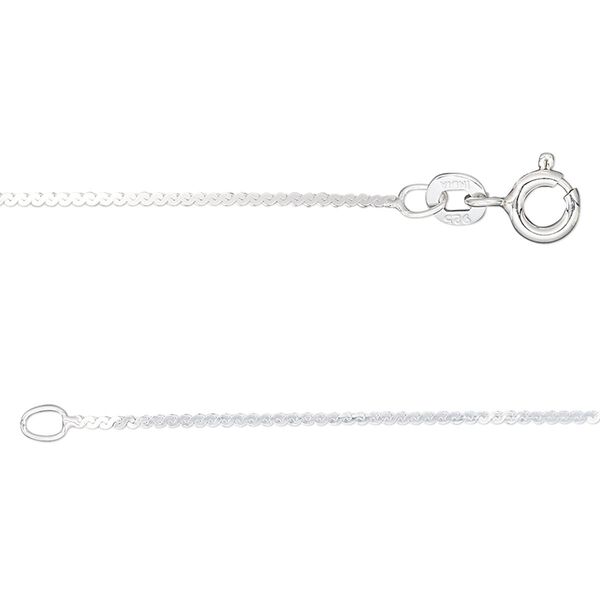 Chain, Gossamer™, sterling silver, 1mm serpentine, 18 inches. Sold individually. image number 0