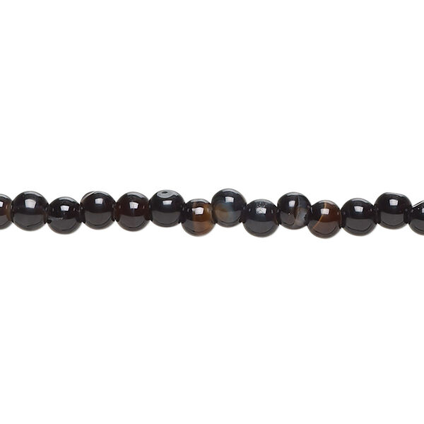 Black agate 1pkg1, uneven round bead C grade, 15 inch 3-4mm image number 0