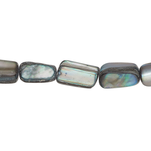 Mother-of-pearl shell 1pkg1, stick bead 15 inch steel blue 10x7mm-12x9mm image number 0