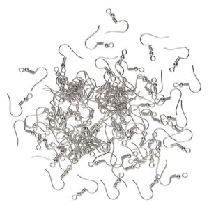 Ear wire fishhook 1pkg100, 20mm / 3mm ball / 4mm coil / open loop, 22 gauge antique silver-finished steel 50 pair