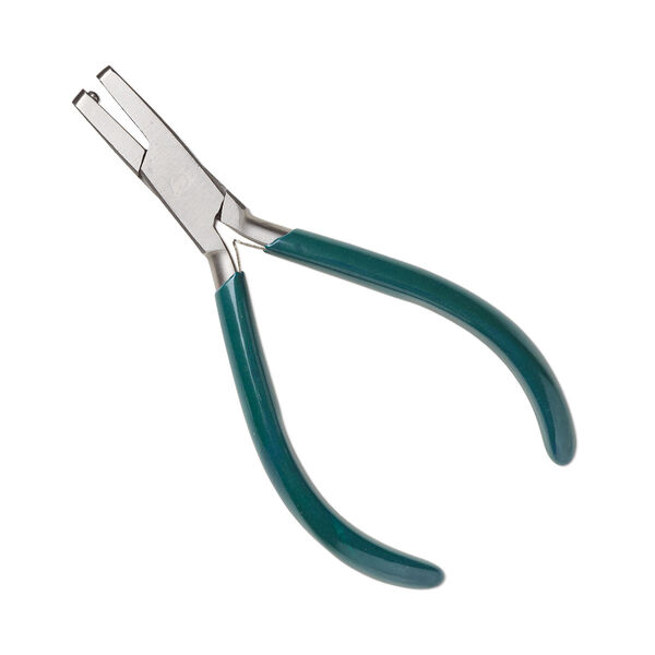 Pliers, EUROTOOL®, dimpled flat-jaw, stainless steel and rubber, 5 inches with 3mm dimple. Sold individually. image number 0