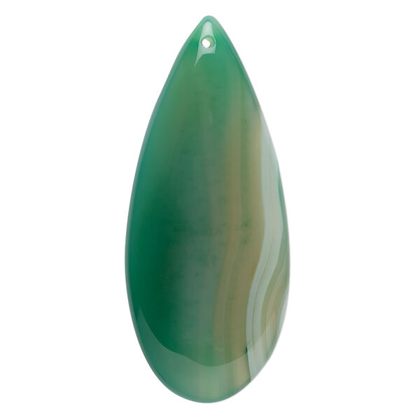 Striped green agate 1pkg2, teardrop focal B grade, 46x20mm image number 0