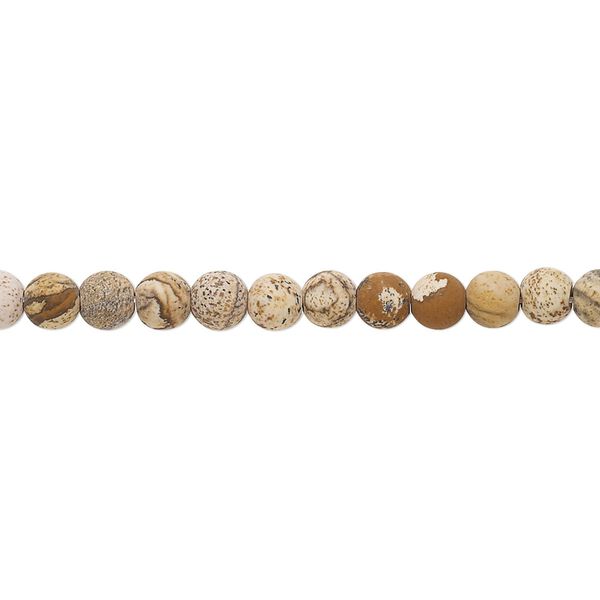 Picture jasper 1pkg1, matte round bead natural 8 inch 4mm image number 0