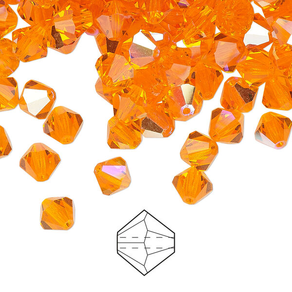 Bead 288pk sun AB, Preciosa Czech crystal 6mm bicone image number 0