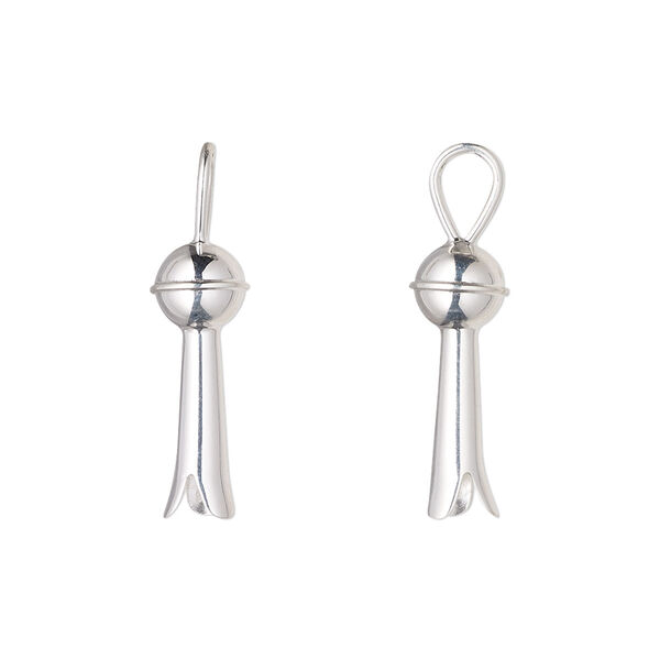 Charm, sterling silver, 18.5x6.5mm squash blossom. Sold individually. image number 0