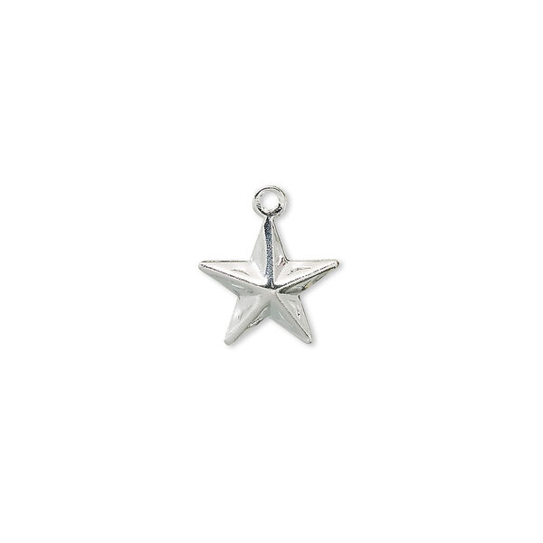 Charm, silver-plated brass, 10mm star. Sold per pkg of 50. image number 0