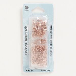 Finding assortment, copper-finished "pewter" (zinc-based alloy) and steel, mixed sizes. Sold per pkg of 75 pieces.