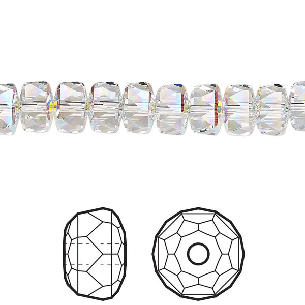 Bead 4pk crystal AB, Crystal Passions® 8x5mm rondelle 5045 image number 0